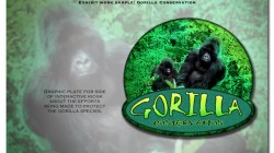 Graphic plate for the side of an interactive kiosk about the efforts being made to protect the Gorilla species.